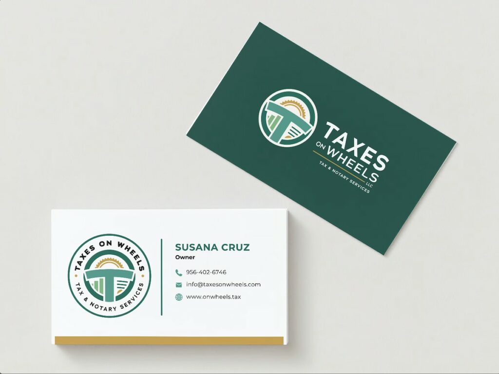 Photo of branded business card designed by Neat Creature Creative Co.